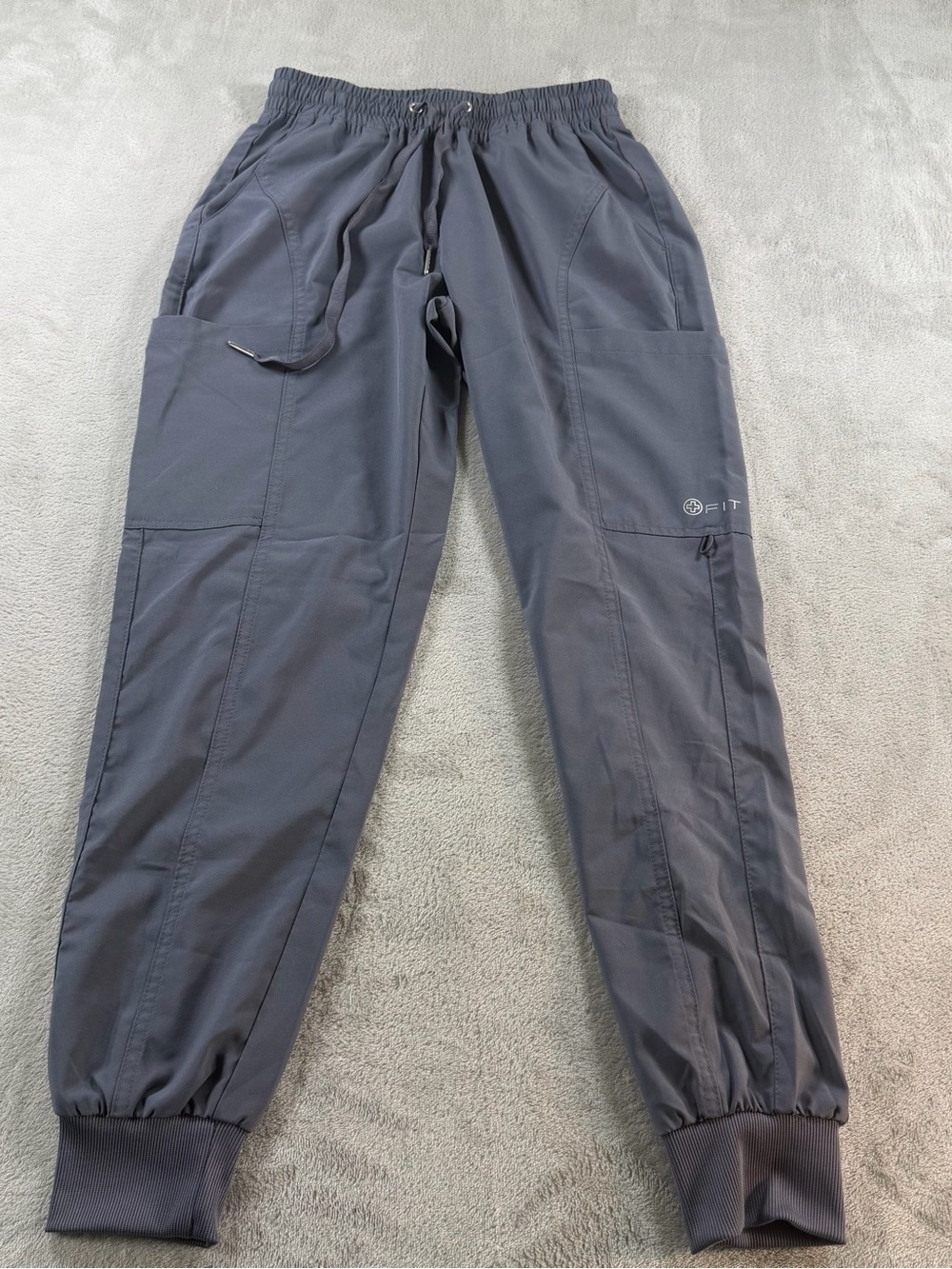 White Cross Womens Fit Jogger Scrub Pants XS Gray Cargo‎ Drawstring Stretch